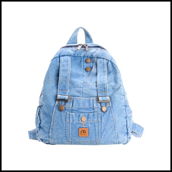 Vintage Y2K Grunge Denim Backpack Lightweight Canvas Daypack Travel Purse main image 4